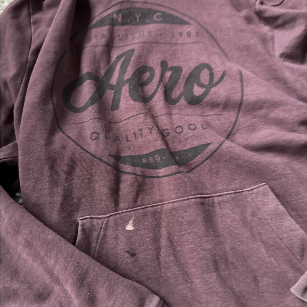 Aeropostale aero maroon burgundy oversized street baggie, unisex hoodie. - Picture 2 of 4